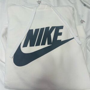 Nike White and Black Logo Hoodie